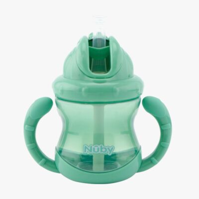 Nuby Twin Handle Flip It Kop 240 ml +12 m, Grøn