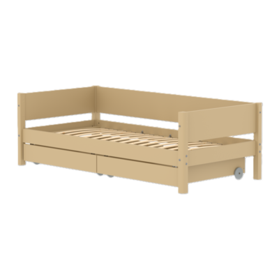 Flexa White Enkeltseng 90x200 cm m. Baggavl Incl. 2 Udtræksskuffer - Sand