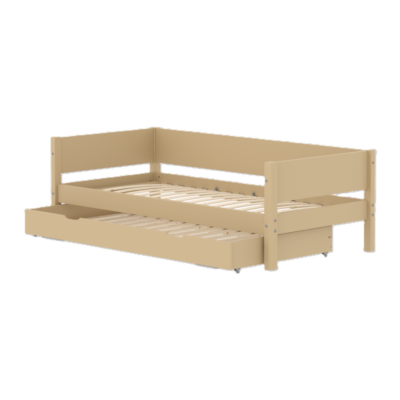 Flexa White Enkeltseng 90x200 cm m. Baggavl Incl. Udtræksseng - Sand/eg