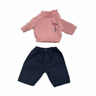 Legebyen - Dukketøj - 32-37 cm - Pink - Striktrøje og bukser