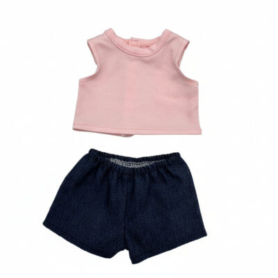 Legebyen - Dukketøj - 38-41 cm - top og denimshorts