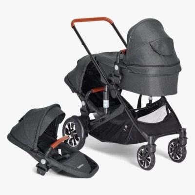 Beemoo Maxi 4 Twin Søskendevogn inkl. Søskendeklapvognsdel, Black/Black