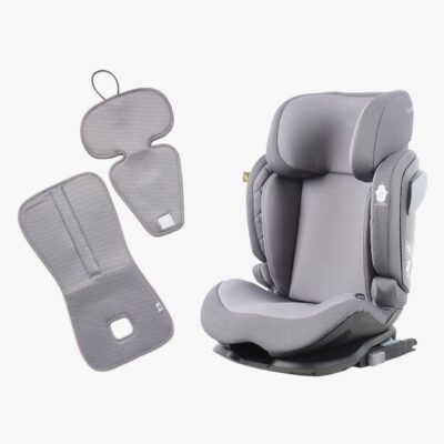 Beemoo Recline i-Size Autostol inkl. Ventilerende Hynde, Mineral Grey/Grey