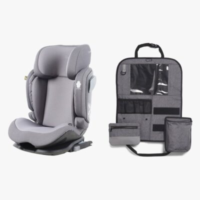 Beemoo Recline i-Size Autostol inkl. Deluxe Sædebeskytter, Mineral Grey