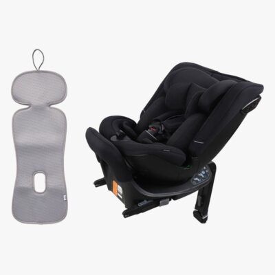 Beemoo Rotate i-Size Vendbar Autostol inkl. Ventilerende Hynde, Black Stone/Grey