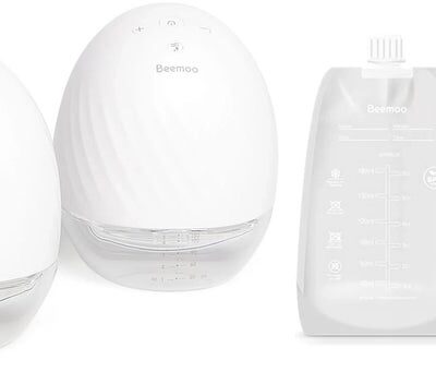 Beemoo CARE Wearable Elektrisk Brystpumpe Dobbelt inkl. Modermælksposer 180 ml 30-pak
