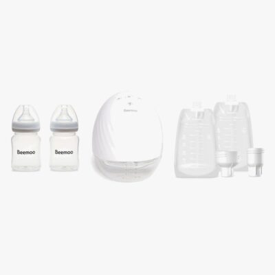 Beemoo CARE Wearable Elektrisk Brystpumpe Single inkl. Modermælksposer & Modermælksflaske 180 ml 2-pak