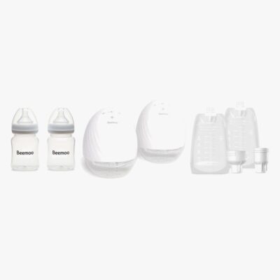 Beemoo CARE Wearable Elektrisk Brystpumpe Dobbelt inkl. Modermælksposer & Modermælksflaske 180 ml 2-pak