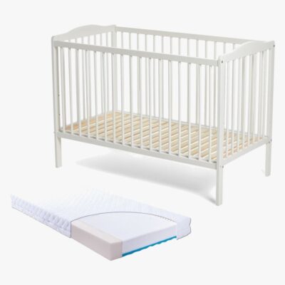 JLY MAJA Dream Basic Tremmeseng med BabyMatex Carpathia Madras 60x120 cm, Hvid