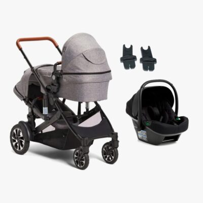 Beemoo Maxi 4 Twin Søskendevogn inkl. Route i-Size Autostol Baby, Grey/Black Stone