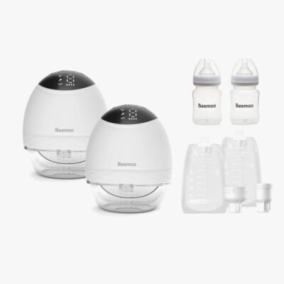 Beemoo CARE Wearable LED Elektrisk Brystpumpe Dobbelt inkl. Modermælksposer 30-pak & Flasker 2-pak