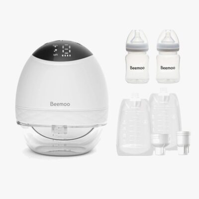 Beemoo CARE Wearable LED Elektrisk Brystpumpe Single inkl. Modermælksposer 30-pak & Flasker 2-pak