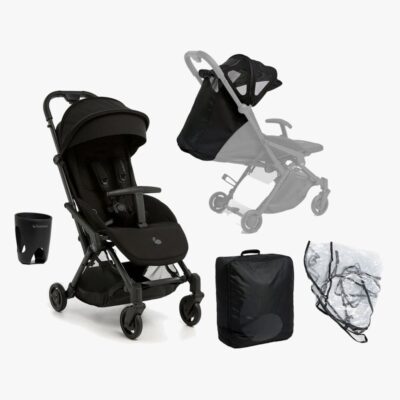 Beemoo Easy Fly Lux 4 Klapvogn inkl. Tilbehørspakke, Jet Black