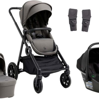 Beemoo Pro Multi 2 Duovogn inkl. Route i-Size Autostol Baby, Mocha Grey/Black Stone