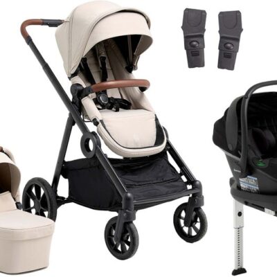 Beemoo Pro Multi 2 Duovogn inkl. Route i-Size Autostol Baby & Base, Latte Beige/Black Stone