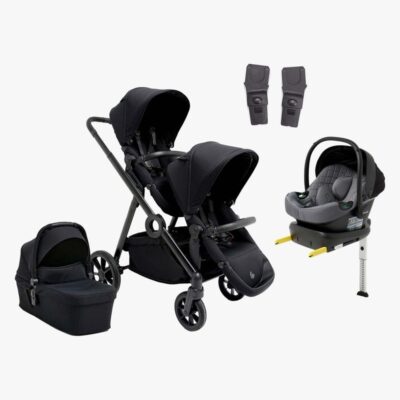 Beemoo Pro Multi 2 Søskendevogn inkl. Route i-Size Autostol Baby & Base, Coffee Black/Mineral Grey