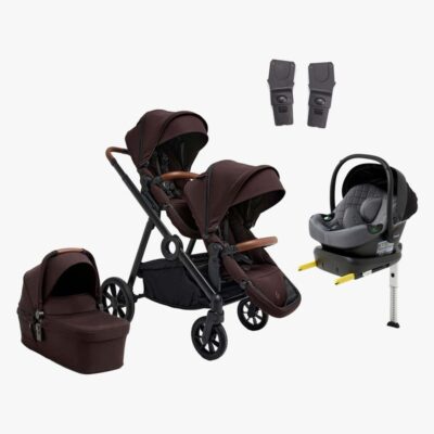 Beemoo Pro Multi 2 Søskendevogn inkl. Route i-Size Autostol Baby & Base, Espresso Brown/Mineral Grey