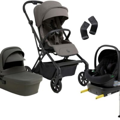 Beemoo Pro Twist Duovogn inkl. Beemoo Route Autostol Baby & Base, Mocha Grey/Black Stone