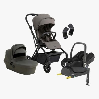 Beemoo Pro Twist Duovogn inkl. Maxi-Cosi CabrioFix Autostol Baby & Base, Mocha Grey/Black