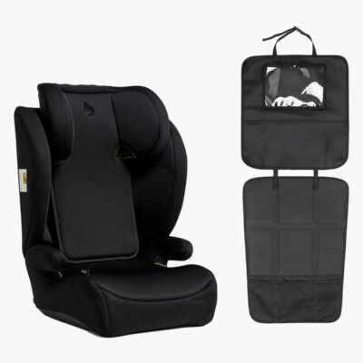 Beemoo Ride i-Size Autostol inkl. Beemoo 3-i-1 Sædebeskytter, Black Stone/Black