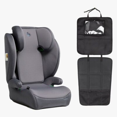 Beemoo Ride i-Size Autostol inkl. Beemoo 3-i-1 Sædebeskytter, Mineral Grey/Black