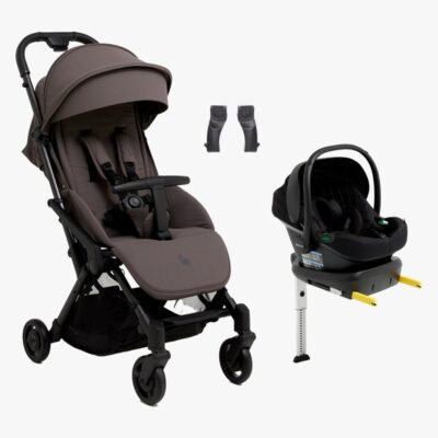 Beemoo Easy Fly Lux 4 Klapvogn Inkl. Route i-Size Autostol Baby & Base, Gull Grey/Black Stone