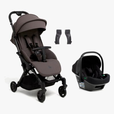 Beemoo Easy Fly Lux 4 Klapvogn Inkl. Route i-Size Autostol Baby, Gull Grey/Black Stone
