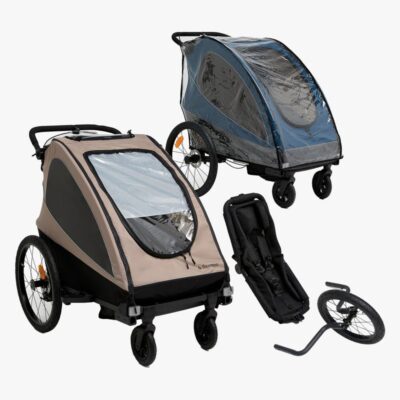 Beemoo Activity Sport Cykelanhænger inkl. Newborn Set, Løbesæt & Regnslag, Beige