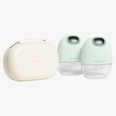 Beemoo CARE Wearable Slim Elektrisk Brystpumpe Dobbelt inkl. Opbevaringstaske, Soft Green/White