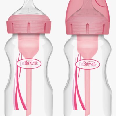 Dr. Brown's Options+ Bred Hals Sutteflaske 270 ml 2-pak, Pink