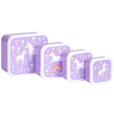A Little Lovely Company Madkassesæt - 4 stk - Unicorn