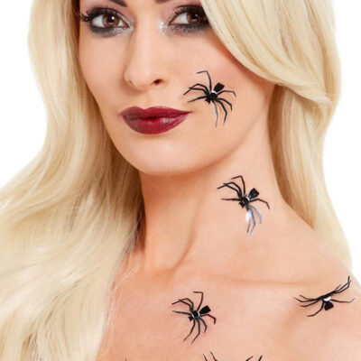 Smiffys Klistermærker - 3D Spider Stickers - 6-pak - Sort
