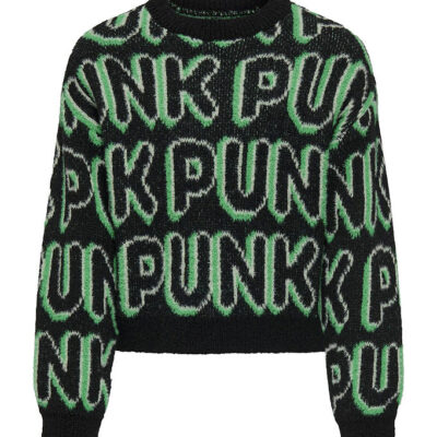Kids Only Bluse - Strik - KogPunk - Black/Green Bee/Laurel Gree
