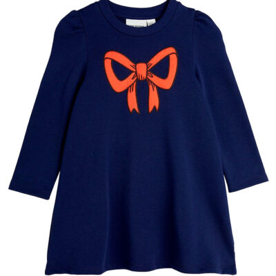 Mini Rodini Sweatkjole - Bow - Blue