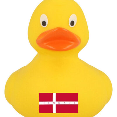 Badeand - Gul And m. Dansk Flag