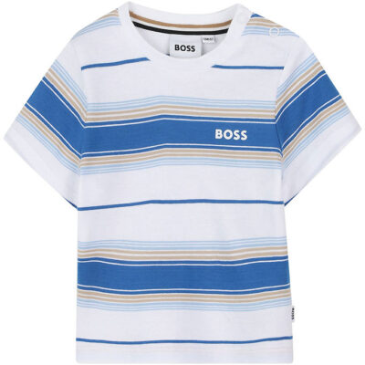 BOSS T-shirt - Lyseblå/Hvidstribet