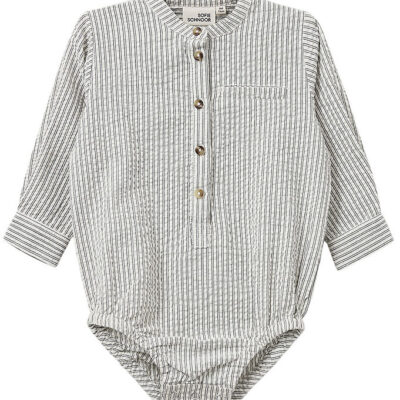 Sofie Schnoor Skjortebody l/æ - White Black striped