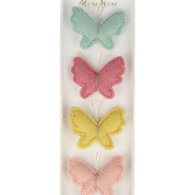 Meri Meri H�rsp�nder - 4-pak - Filt - Sommerfugle - 5 cm - Clips