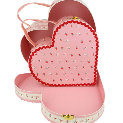 Meri Meri Kuffert - Hjerte - 2-pak - 21/26 cm - Vintage Heart -