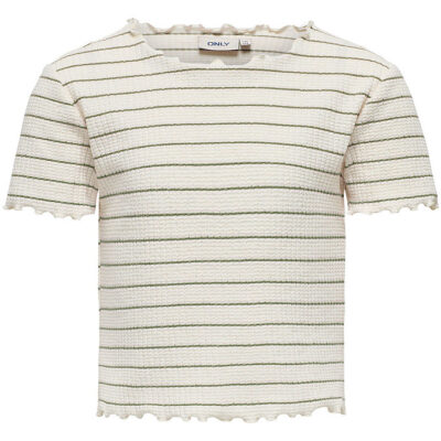 Kids Only T-shirt - Cropped - KogAnits - Antique White/Hedge Gre