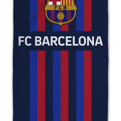 Stribet Barcelona håndklæde - 70x140 cm - 100% bomuld - Blødt badehåndklæde med den FC Barcelona logo