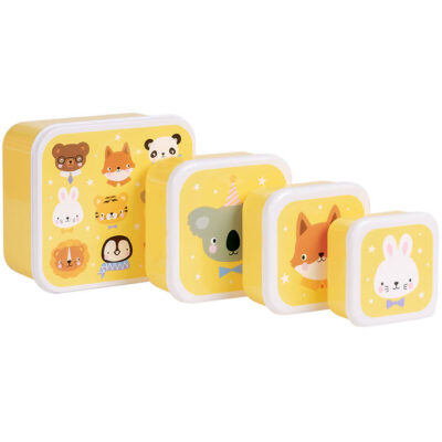 A Little Lovely Company Madkassesæt - 4 stk - Animal Friends