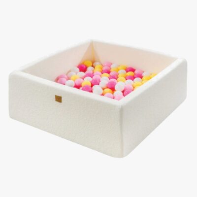 MeowBaby Boucle Square Boldbassin, White/Pastel Pink/Light Pink/Pastel Yellow