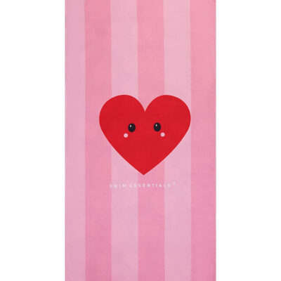 Swim Essentials Håndklæde - Microfiber - 135x65 cm - Red Hearts