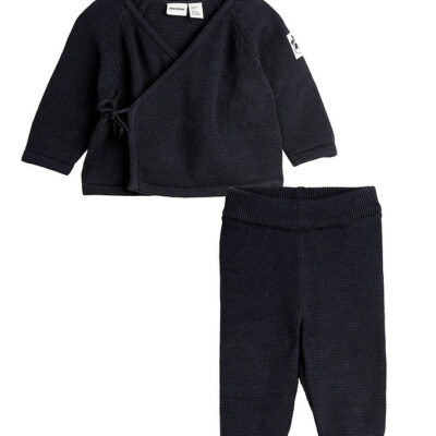 Mini Rodini Sæt - Bluse/Bukser - Strik - Sort