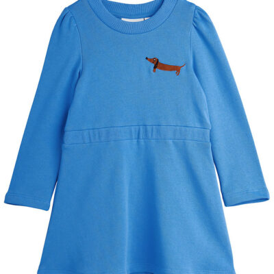 Mini Rodini Kjole - Sweat - Dog - Blå