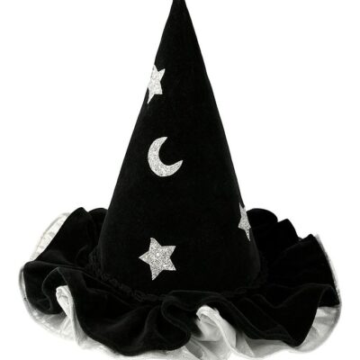 Meri Meri Udklædning - Spids hat - Sort/Sølv