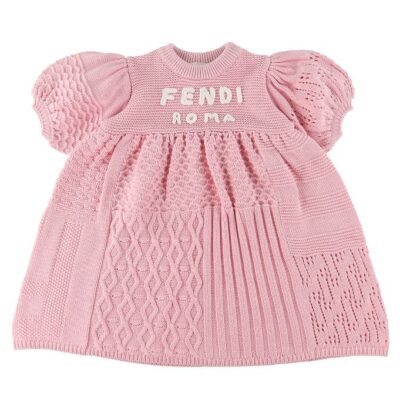 Fendi Kjole - Bomuld/Uld - Rosa m. Tekst
