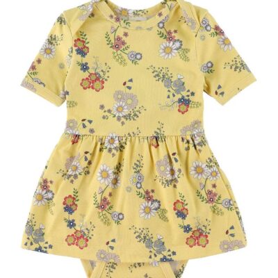 Smallstuff Kjolebody k/æ - Flower Garden - Soft Yellow