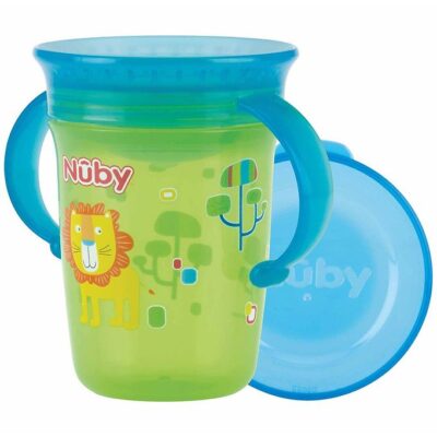 Nuby Drikkekop m. Håndtag - 240ml - Grøn m. Print